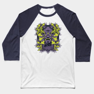 Psychedelic Zombie Aztec Warrior Baseball T-Shirt